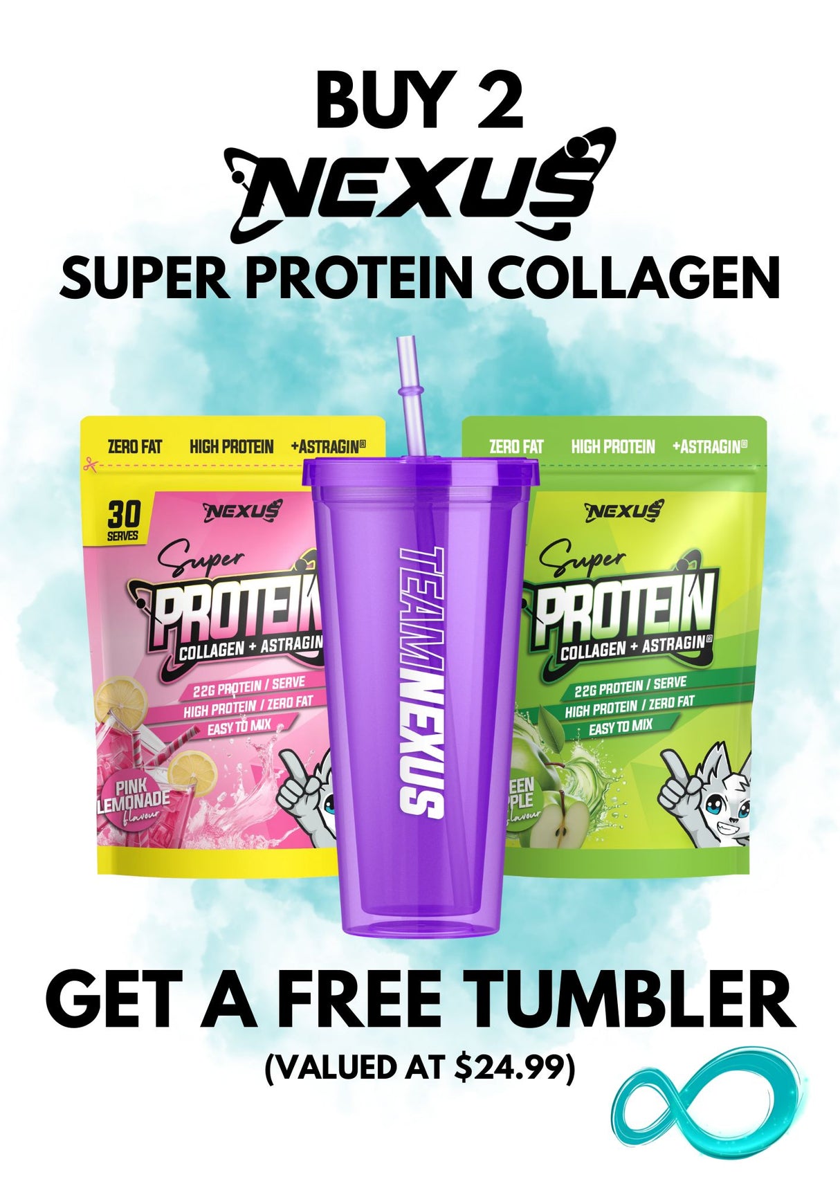 Nexus Super Protein Water Twin Pack & Tumbler