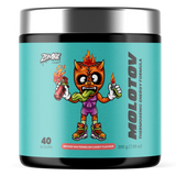 Container of MOLOTOV supplement with cartoon character on a white background